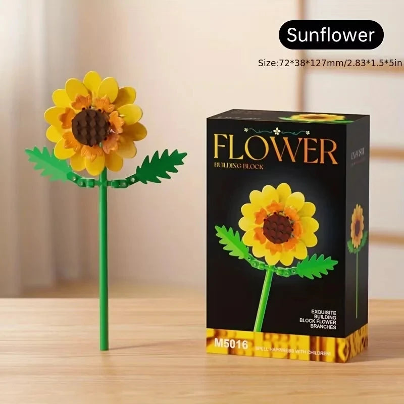 DIY Bouquet Building Blocks Single Flower Plastic Toys Small Particle Building Blocks Educational Kids Toys Home Decor Gifts