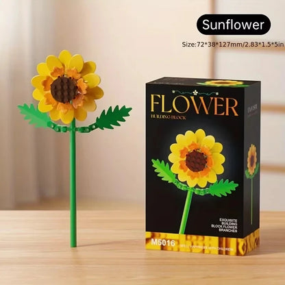 DIY Bouquet Building Blocks Single Flower Plastic Toys Small Particle Building Blocks Educational Kids Toys Home Decor Gifts
