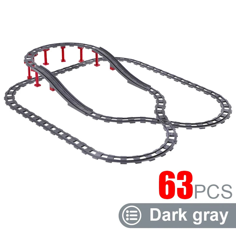 Kids Train Track Accessories Large Building Blocks DIY Railway Toys Big Blocks Compatible Duploed STEM Educational Gift Toddlers