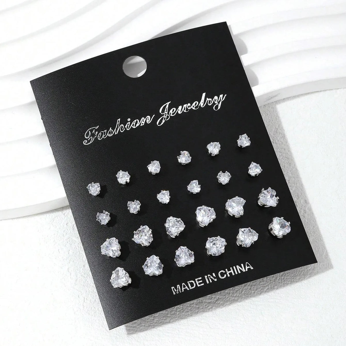 12 Pairs Cubic Zirconia Stud Earrings for Women – Geometric Styles