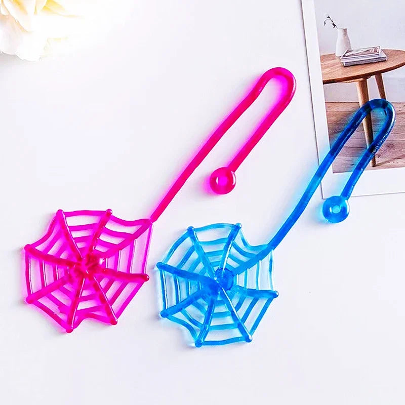 Sticky Spider Toy – Mini Spider Web Fidget Party Favor 15-Piece Set