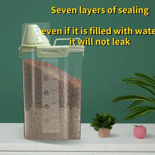 Airtight Pet Food Storage Container with Measuring Cup for Dry Kibble