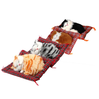 Plush Cat Car Ornament Cute Sleeping Kitten Dashboard Decoration