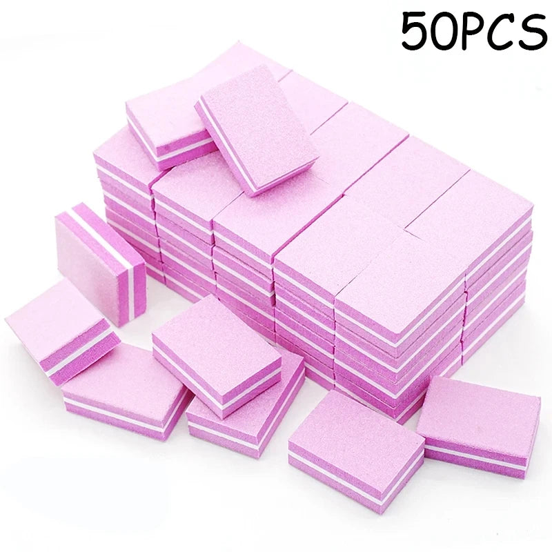 Mini Nail Buffer Blocks – 100/180 Grit Nail Files, 50 Pack