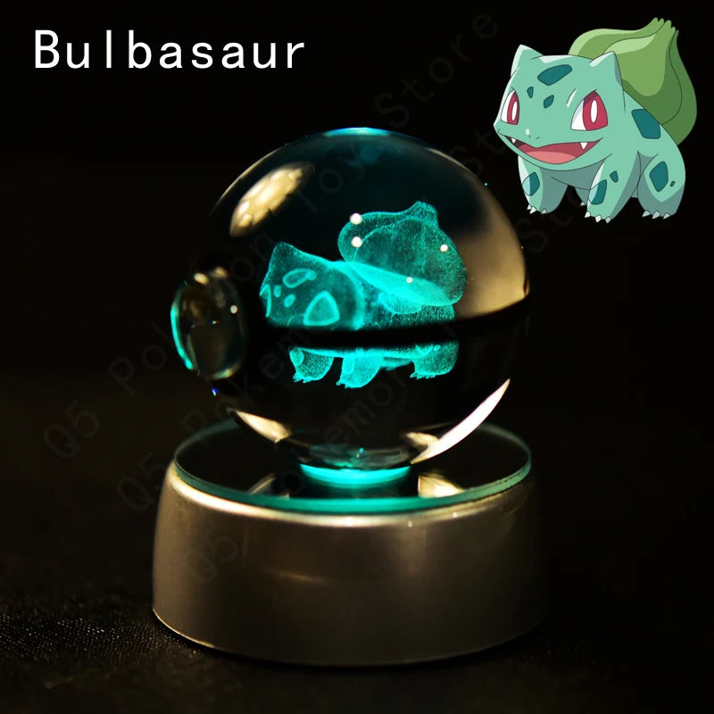 Crystal Ball Night Light with LED Base, 50mm Glass Decor