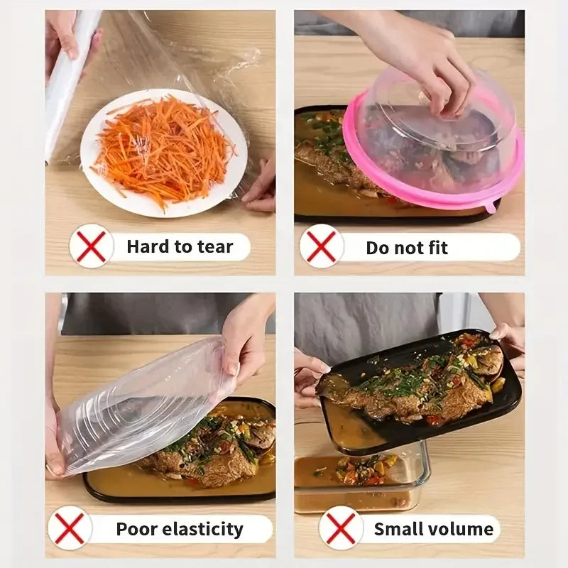 Disposable Food Covers 100 Pack Elastic Plastic Bowl Covers