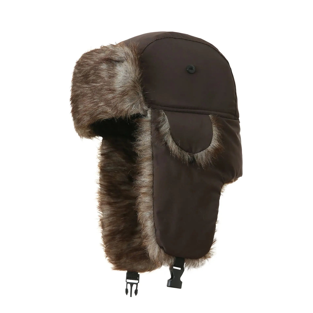 Trapper Hat with Ear Flaps and Faux Fur Lining for Winter