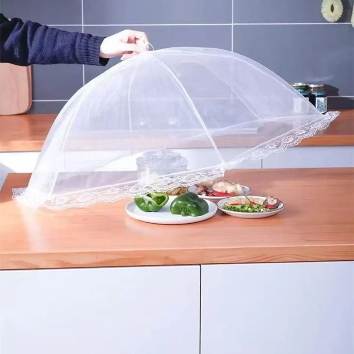 Folding Mesh Food Cover for Tables, Dishes and Kitchen Use