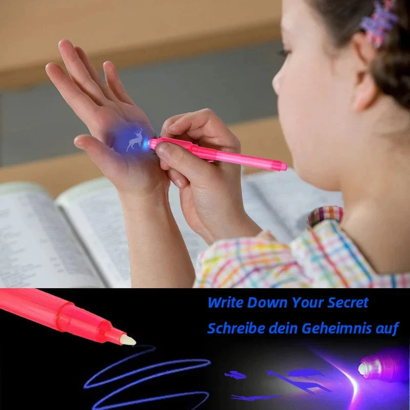 Invisible Ink Pen with UV Light for Secret Messages – 1/4PCS