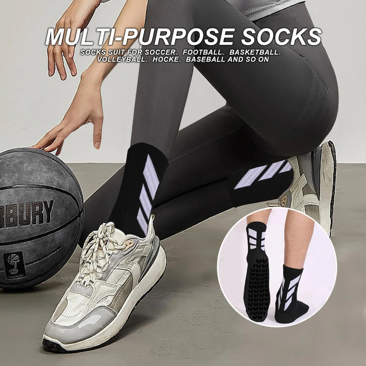 Men’s Football Socks – Anti Slip Knee High Sports Socks