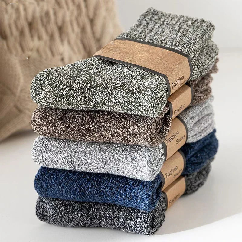 Men's Winter Socks Thick Warm Retro Crew Socks for Cold Weather