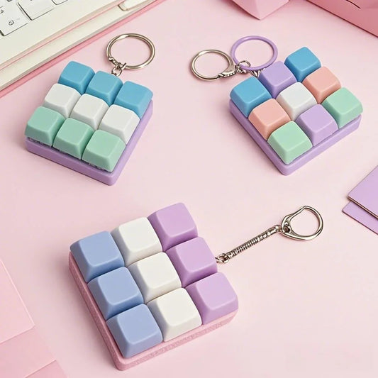 Keyboard Fidget Toy Clicker Keychain Button Toy for Adults
