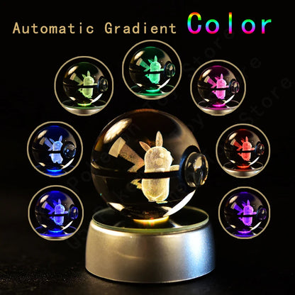 Crystal Ball Night Light with LED Base, 50mm Glass Decor