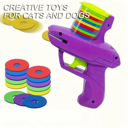 Cat Disc Launcher Toy with 15 Reusable Foam Discs for Interactive Play