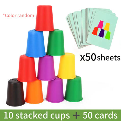 Color Matching Stacking Cups Game with Cards for Kids