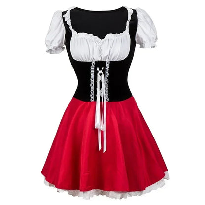 Little Red Riding Hood Costume Cape Dress up Halloween Cosplay Fairy Tale Princess for Women Adult