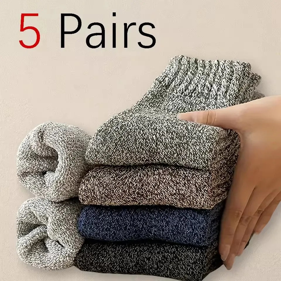 Men's Winter Socks Thick Warm Retro Crew Socks for Cold Weather
