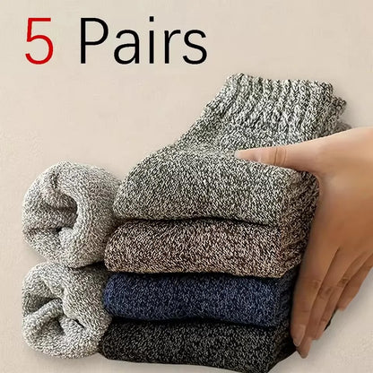 Men's Winter Socks Thick Warm Retro Crew Socks for Cold Weather
