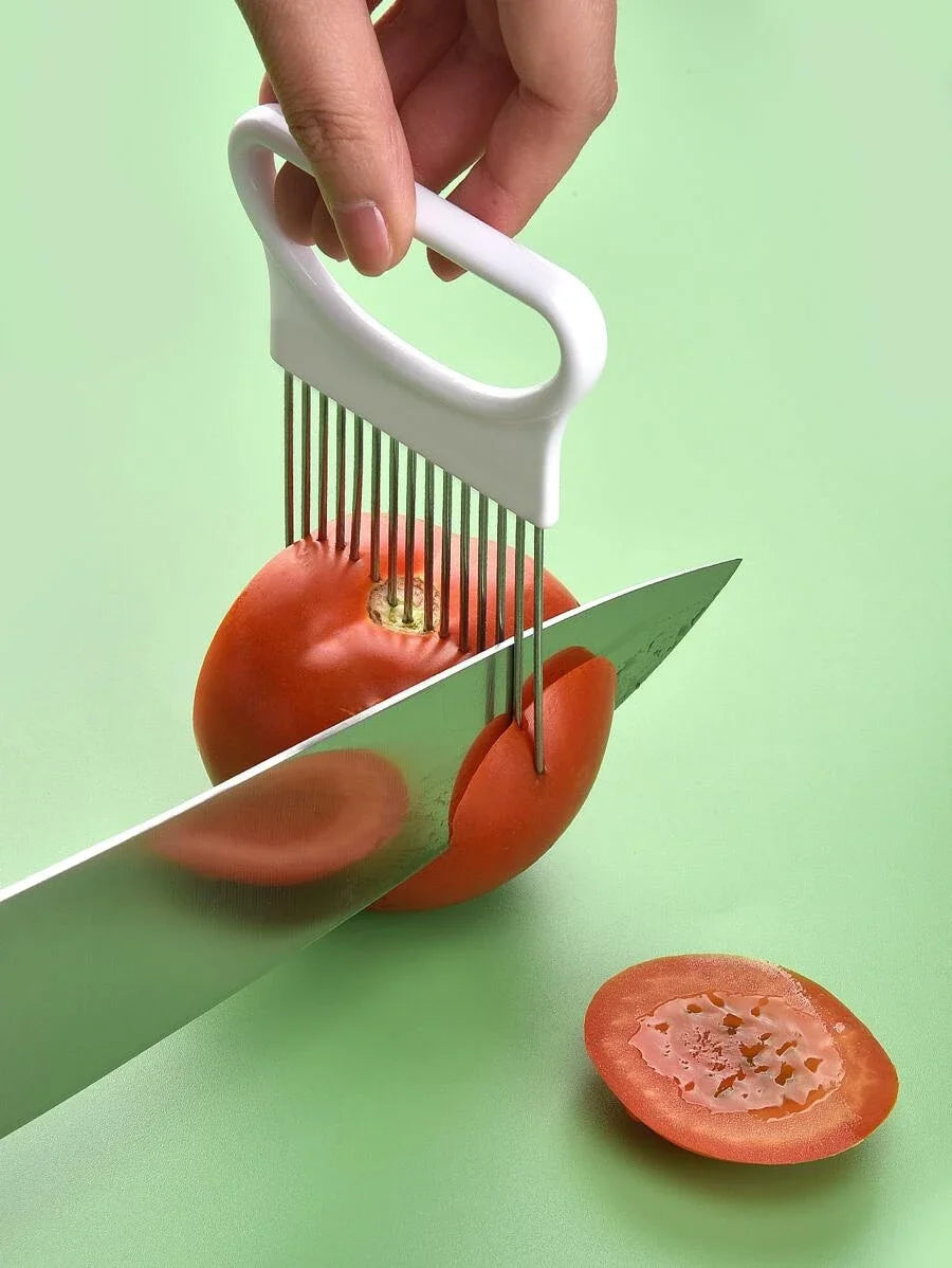 Onion Slicer Holder Stainless Steel Vegetable Cutting Guide
