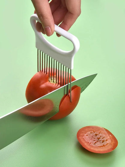 Onion Slicer Holder Stainless Steel Vegetable Cutting Guide