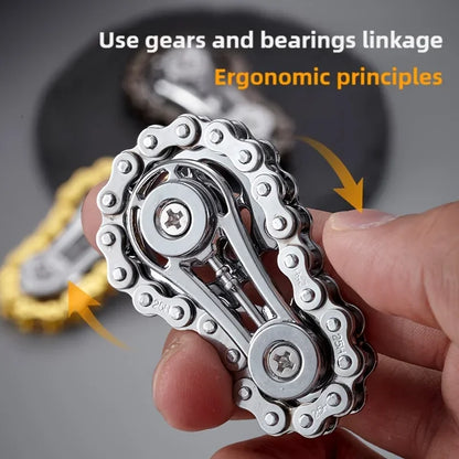 Metal Fidget Spinner – Bike Chain EDC Desk Toy with Silent Bearings