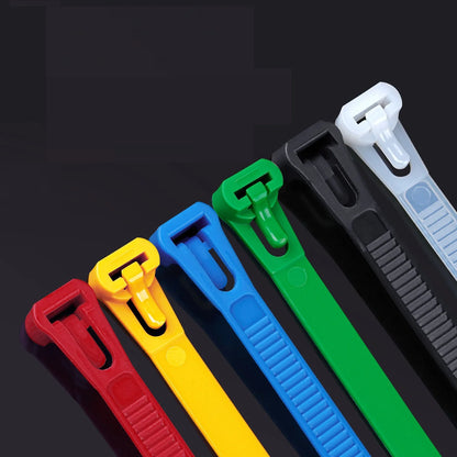 Reusable Cable Ties 150mm, Nylon Zip Ties with Removable Buckle