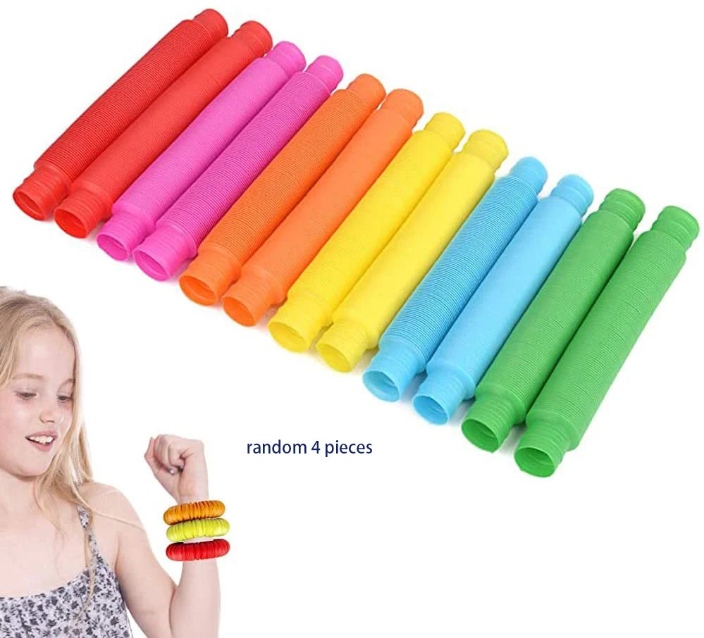 Pop Tube Fidget Toy – 4-Pack Mini Stretchy Sensory Tubes