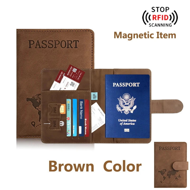 RFID Passport Holder Travel Wallet with Card and Document Slots