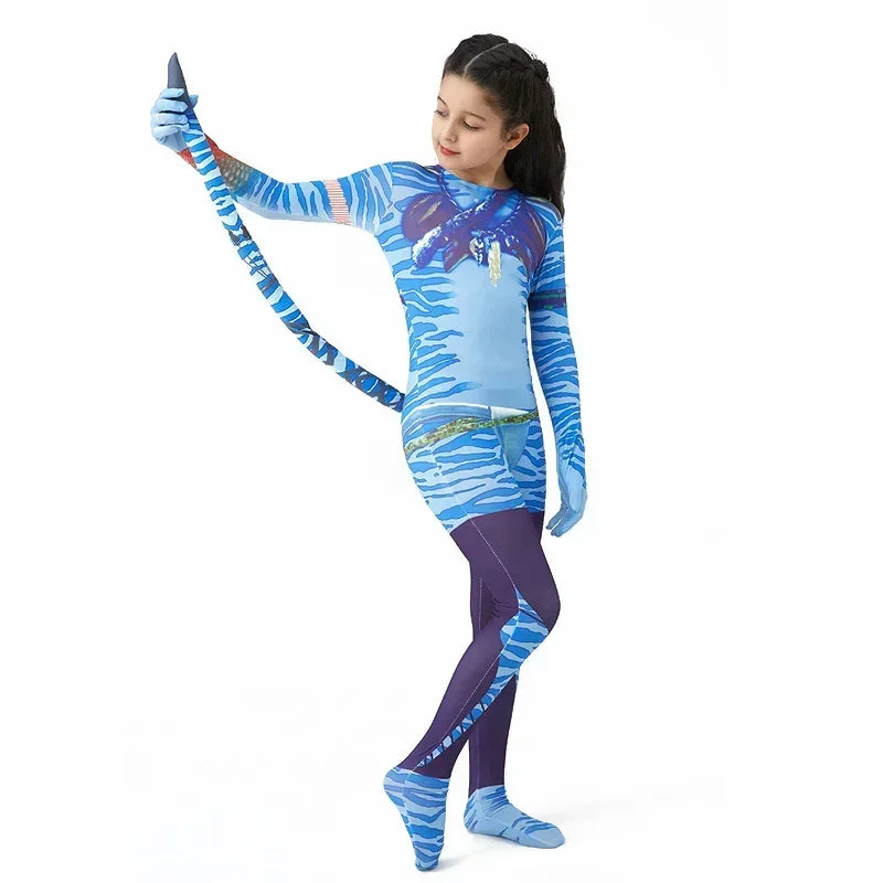 Alien Cosplay Costume – Kids Halloween Jumpsuit with Tail