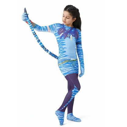 Alien Cosplay Costume – Kids Halloween Jumpsuit with Tail