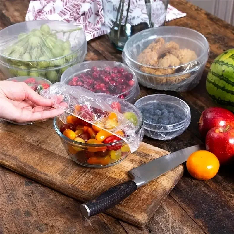 Disposable Food Covers 100 Pack Elastic Plastic Bowl Covers