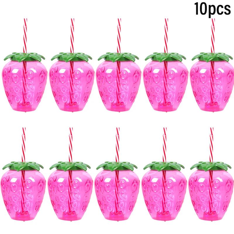 Tropical Drink Cups – Pineapple, Coconut & Strawberry Party Set