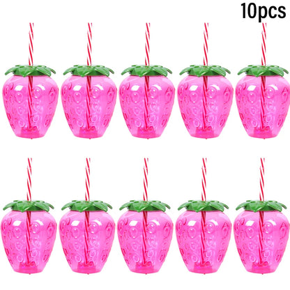 Tropical Drink Cups – Pineapple, Coconut & Strawberry Party Set