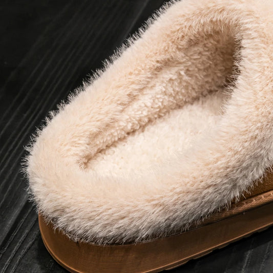 Men's Winter Slippers with Fur Lining and Thick Non-Slip Sole