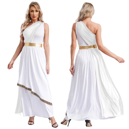 Womens Ancient Greek Athenian Princess Dress Toga Halloween Senator Caesar Cosplay Party Costume Roman Empress Long Robe Dress