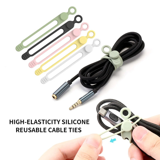 Silicone Cable Ties – Reusable Cord Organizer & Wire Straps