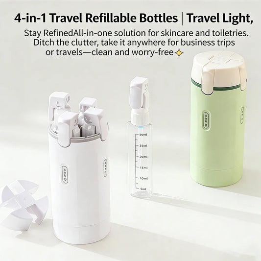 Travel Bottles – 4-in-1 Refillable Toiletry Container Set