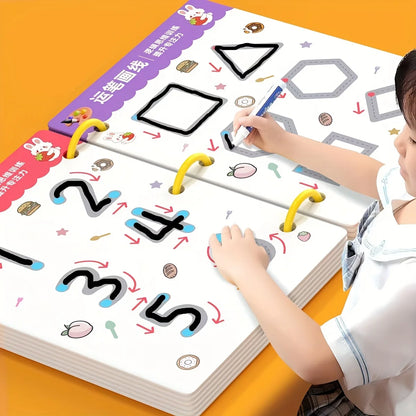 Reusable Writing Practice Book Set with Erasable Pen for Kids