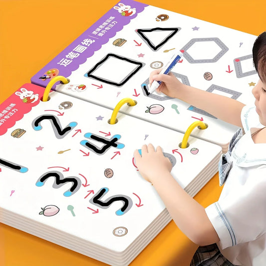 Reusable Writing Practice Book Set with Erasable Pen for Kids