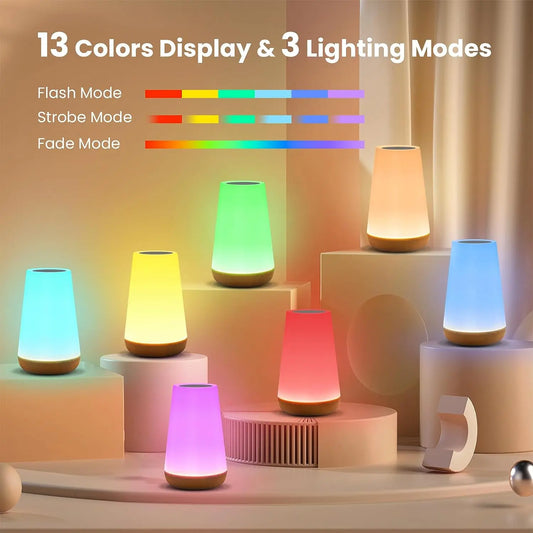 RGB Night Light with 13 Colors, Remote Control & Touch Dimming