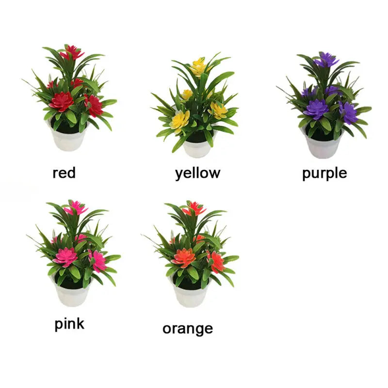 Artificial Flowers Plant Pot Simulate Fake Plastic Flowers Home Office Decor Gift Desktop Bonsai Wedding Party Balcony Ornaments