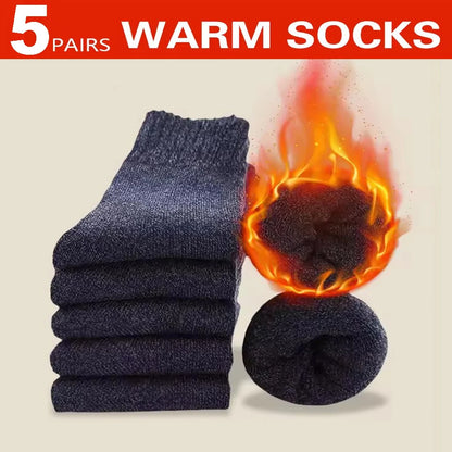 Men's Winter Socks Thick Warm Retro Crew Socks for Cold Weather