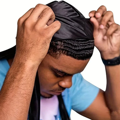 Silk Durag for Men Long Tail Wave Cap Head Wrap