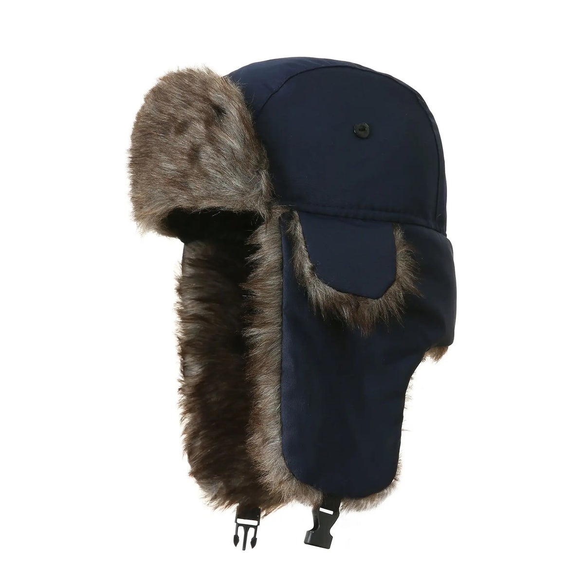 Trapper Hat with Ear Flaps and Faux Fur Lining for Winter