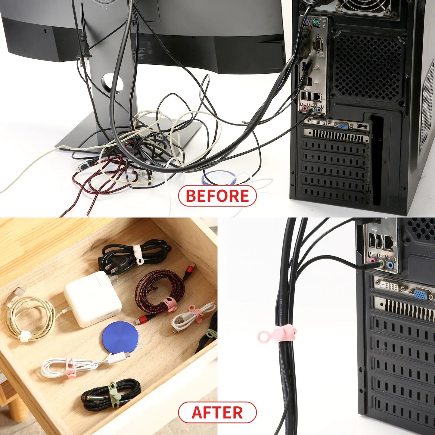 Silicone Cable Ties – Reusable Cord Organizer & Wire Straps