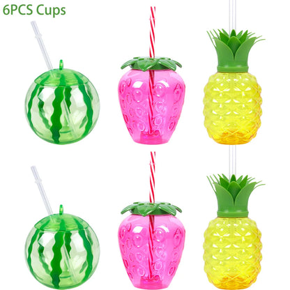 Tropical Drink Cups – Pineapple, Coconut & Strawberry Party Set