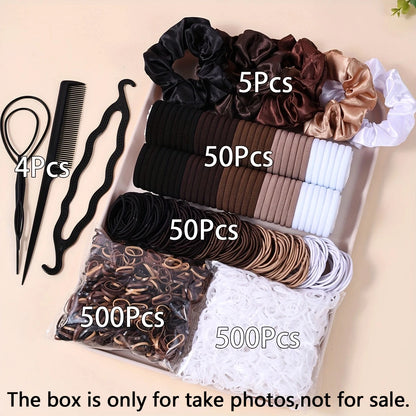 1109PCS Women's Hair Accessories Set with Elastic Bands & Scrunchies