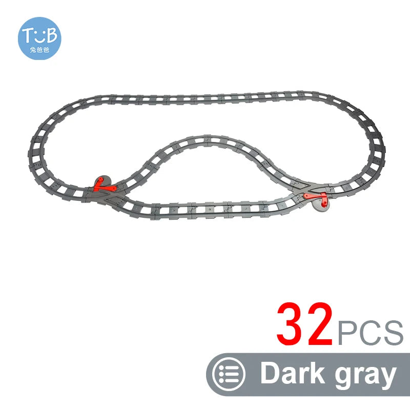 Kids Train Track Accessories Large Building Blocks DIY Railway Toys Big Blocks Compatible Duploed STEM Educational Gift Toddlers