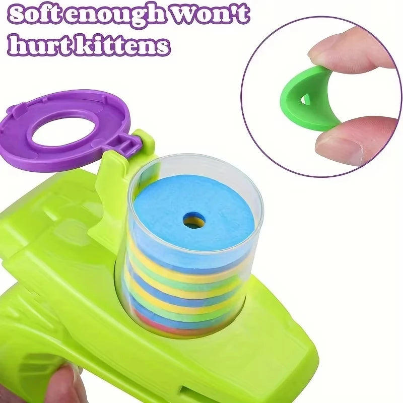 Cat Disc Launcher Toy with 15 Reusable Foam Discs for Interactive Play
