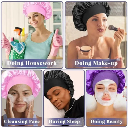 Satin Hair Bonnet for Sleeping – Large Silk Lined Hair Wrap Cap